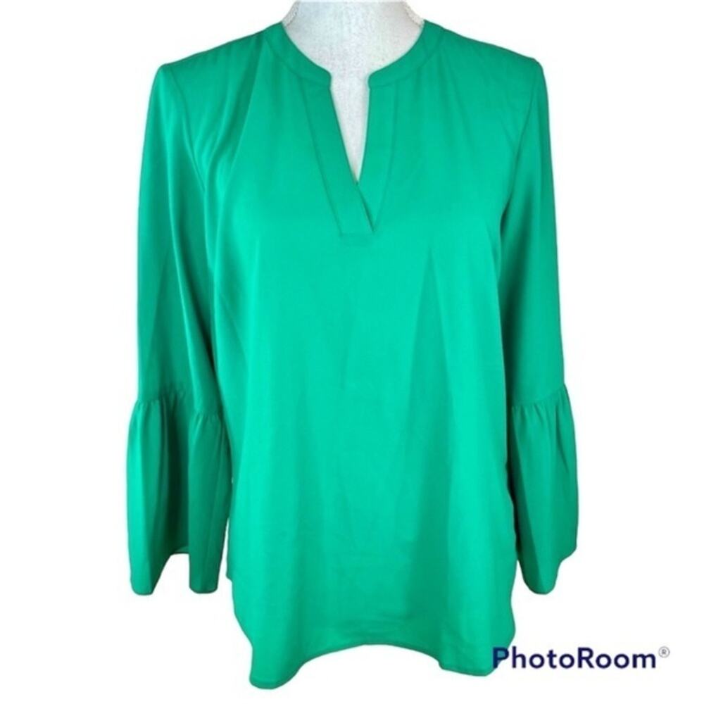 J.Crew Kelly Green Business Casual Career Modest Feminine Bell Sleeve Blouse S